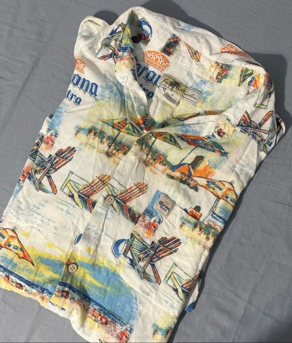 JOE MARLIN | Men's Size M Corona Extra Hawaiian Button Down Shirt Vacation